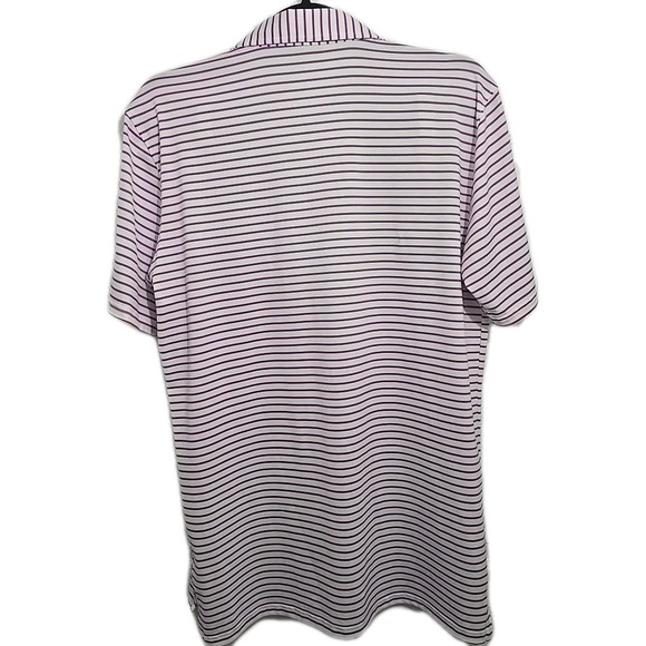 Holderness & Bourne Tailored Fit Size M Heron Logo Red Blue White Striped Polo - Picture 4 of 6